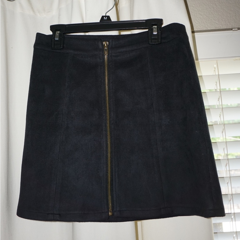Navy suede mini skirt